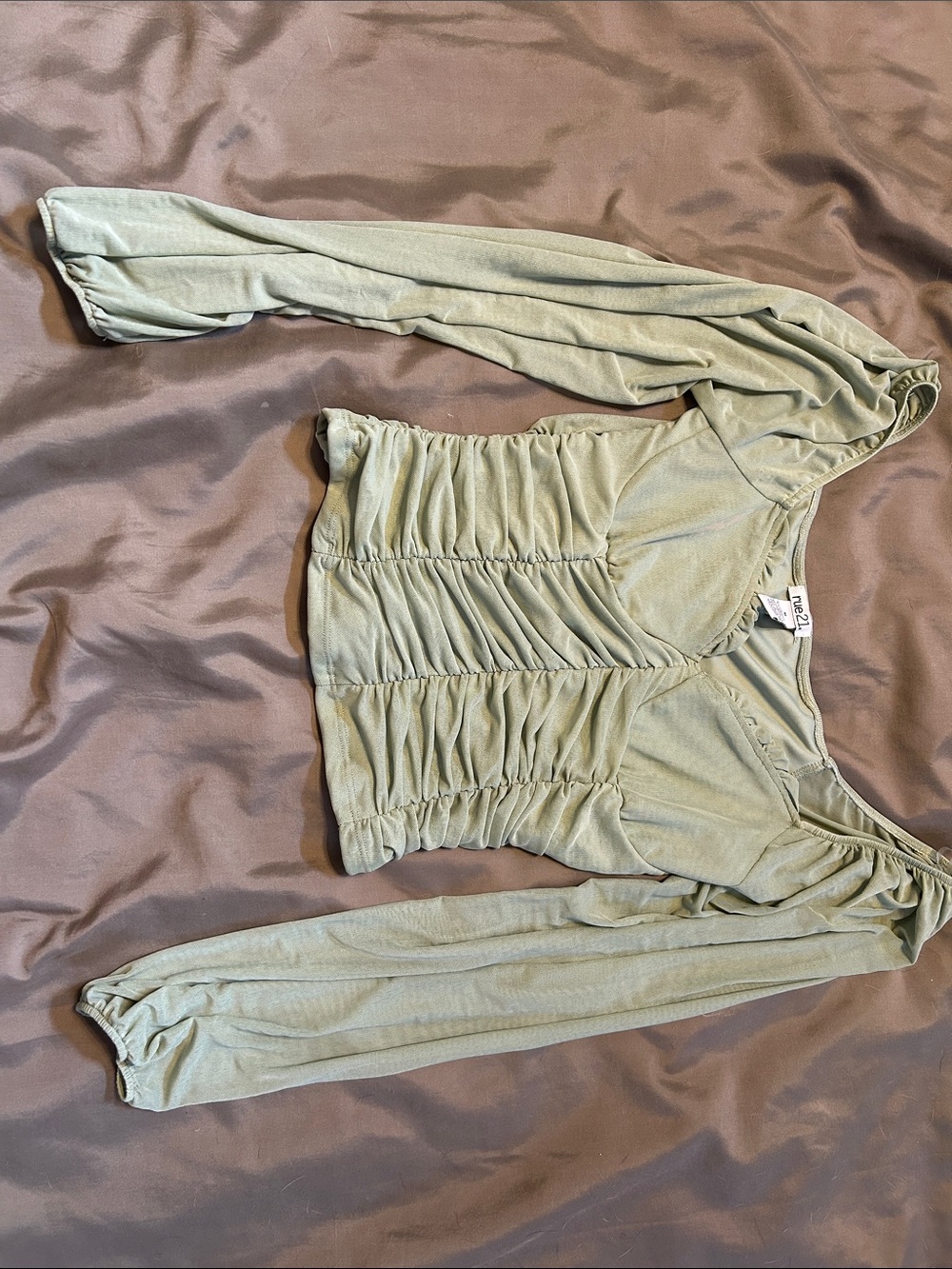 Rue21 Sage Green Ruched Square Neck Top